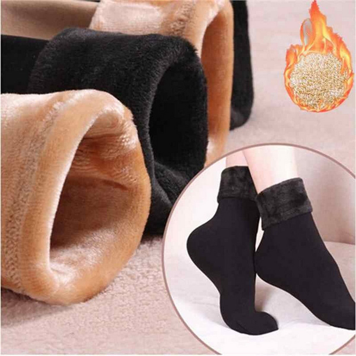 2 Pairs Ladies Velvet Warm Socks