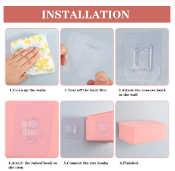 Double Sided Adhesive Wall Hooks - Transparent