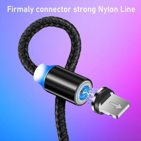 3-in-1 Magnetic Fast Charging Cable | Micro Usb, Type-c & Iphone | 360° Rotation | LED