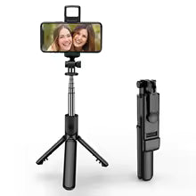 4 in 1 Selfie Stick Tripod with Bluetooth Remote |Foldable & Extendable Mobile Holder