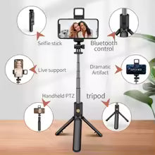 4 in 1 Selfie Stick Tripod with Bluetooth Remote |Foldable & Extendable Mobile Holder